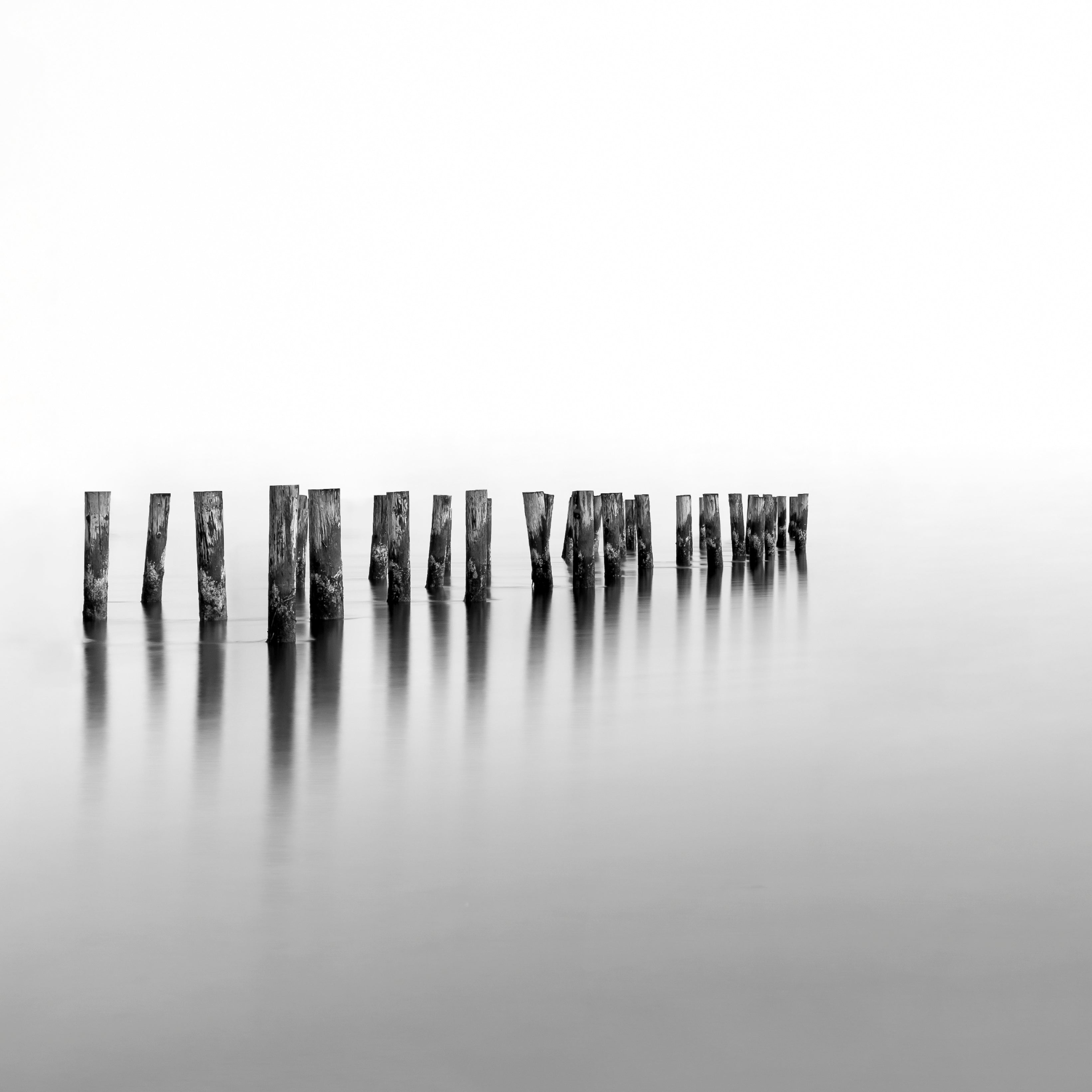Fine art long exposure photograph of groynes along the Oregon coast